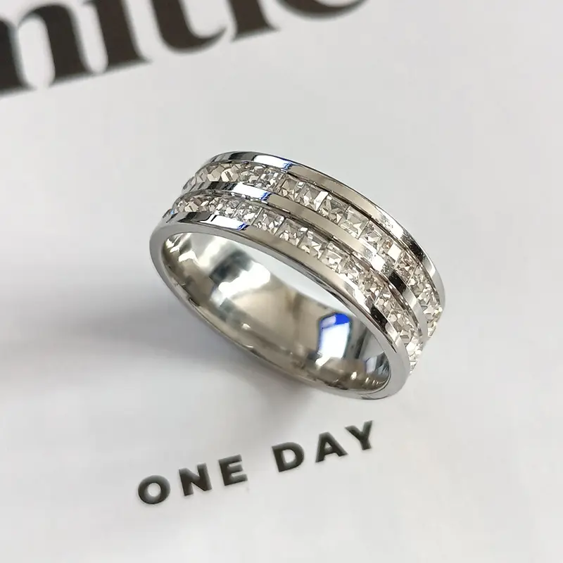 Cross-Border Sweet Niche Design Titanium Steel Starry Sky Full Diamond Ring — feature 10