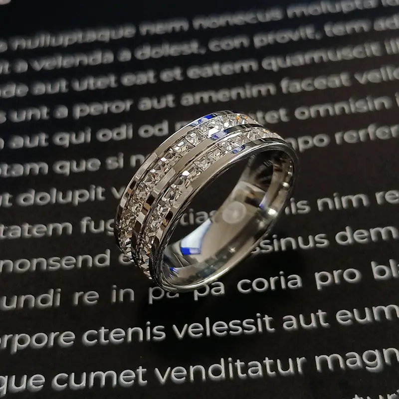 Cross-Border Sweet Niche Design Titanium Steel Starry Sky Full Diamond Ring — feature 11