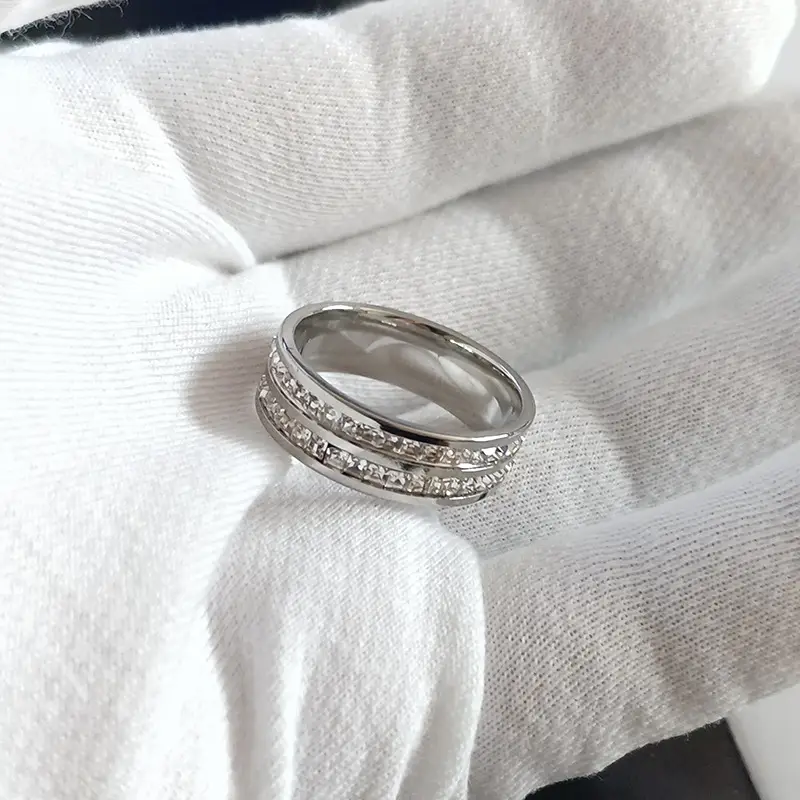Cross-Border Sweet Niche Design Titanium Steel Starry Sky Full Diamond Ring — feature 12