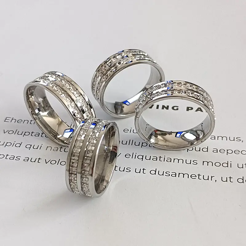 Cross-Border Sweet Niche Design Titanium Steel Starry Sky Full Diamond Ring — feature 14