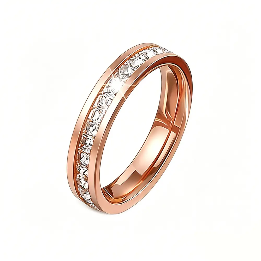 Cross-Border Sweet Niche Design Titanium Steel Starry Sky Full Diamond Ring - Image 3