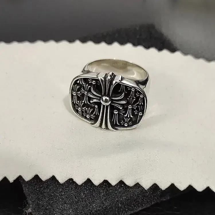 S925 Silver Polishing Ring for Men Women Retro Cross Design - Image 13