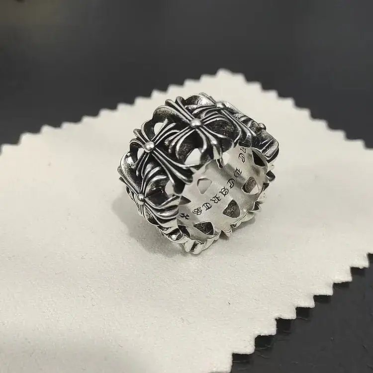 S925 Silver Polishing Ring for Men Women Retro Cross Design - Image 17