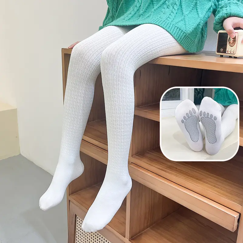 Girls' White Twisted Pantyhose Leggings 2022 - Image 6