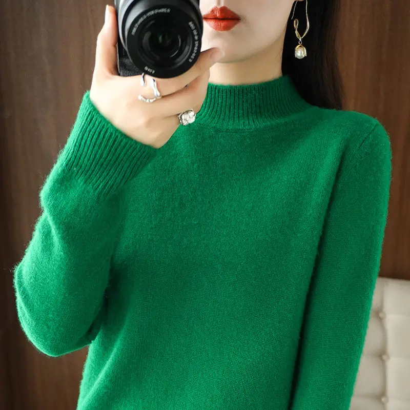 Women's Pink Core Spun Half Turtleneck Sweater - Image 20