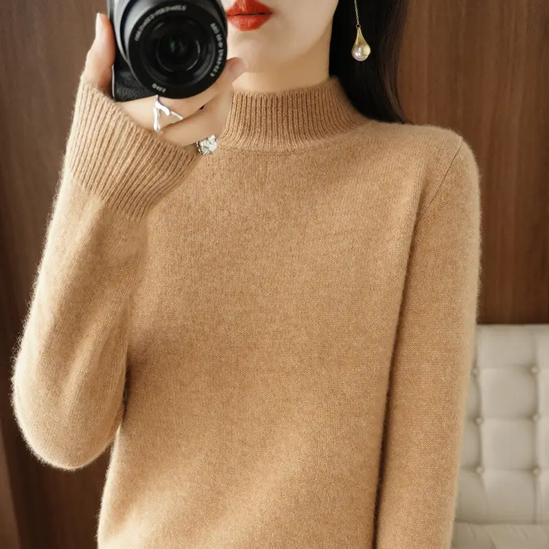 Women's Pink Core Spun Half Turtleneck Sweater - Image 21