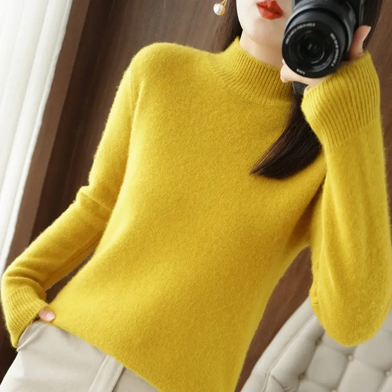 Women's Pink Core Spun Half Turtleneck Sweater - Image 10