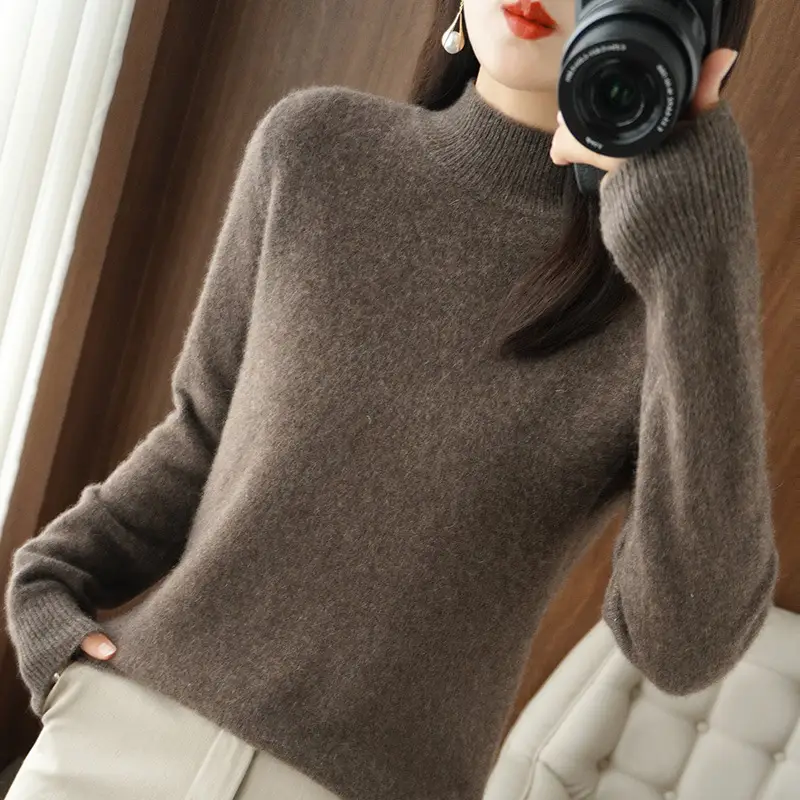 Women's Pink Core Spun Half Turtleneck Sweater - Image 13