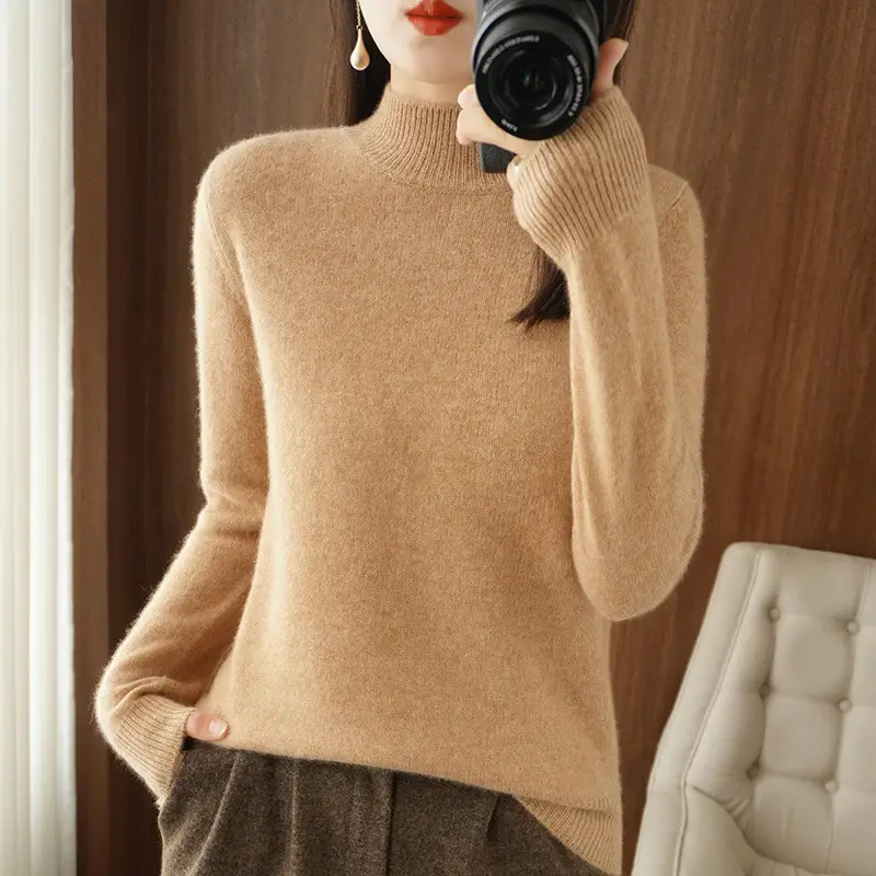 Women's Pink Core Spun Half Turtleneck Sweater - Image 2