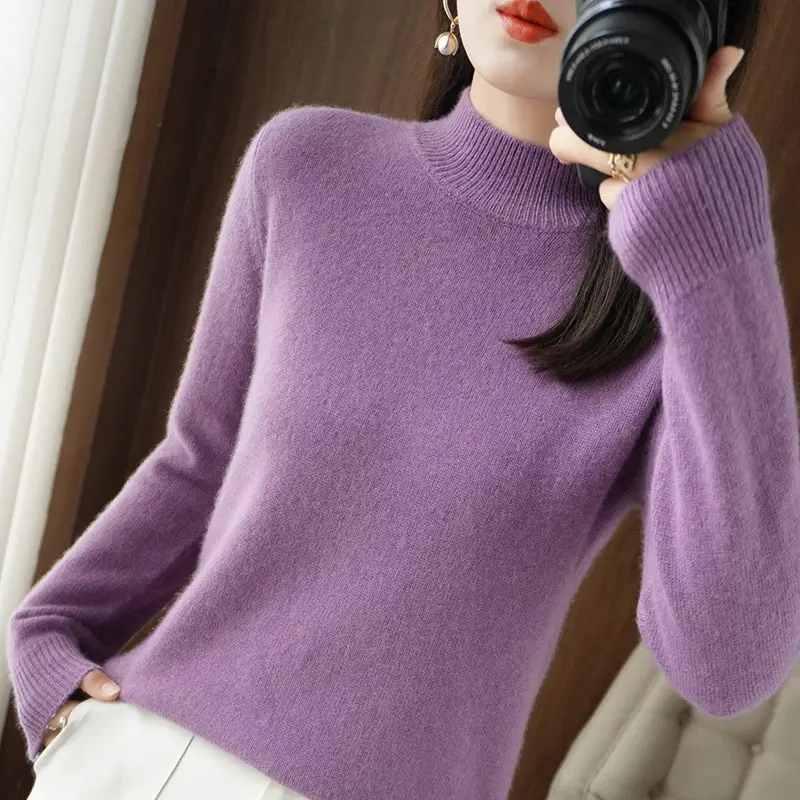 Women's Pink Core Spun Half Turtleneck Sweater - Image 4