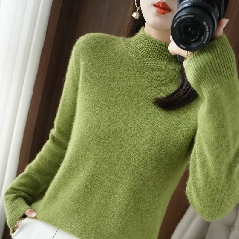 Women's Pink Core Spun Half Turtleneck Sweater - Image 5