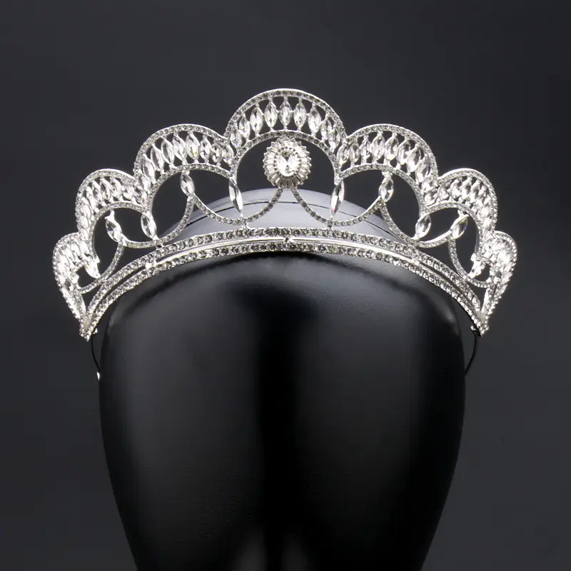 New Arrival Large Half Circle Silver Crown for Weddings - Image 4