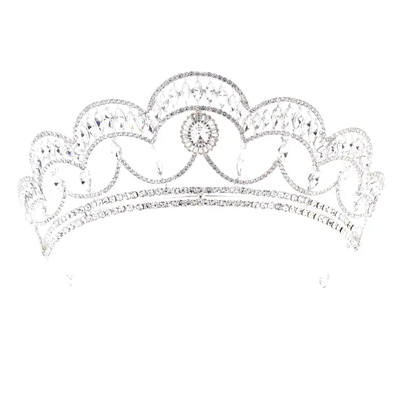New Arrival Large Half Circle Silver Crown for Weddings - Image 5