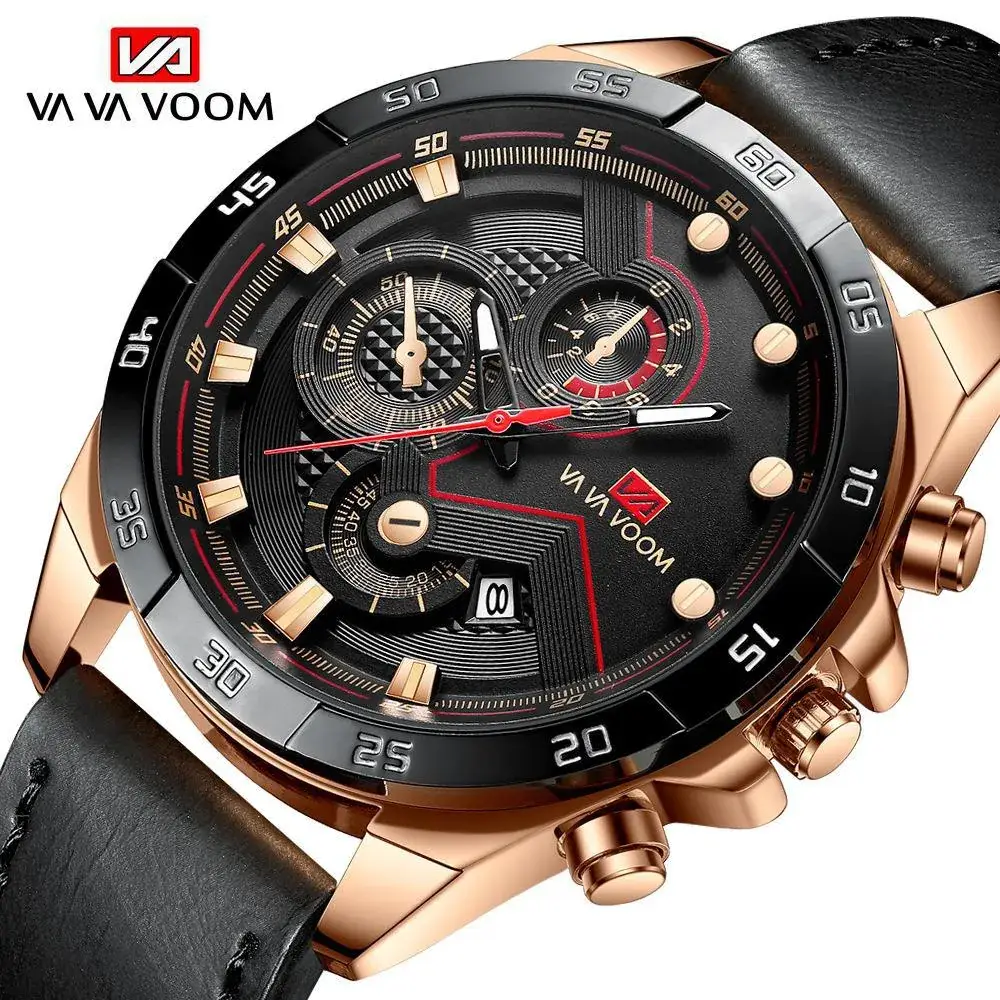 Wavvoom Men's Black Gold Chronograph Watch with Calendar - Image 9
