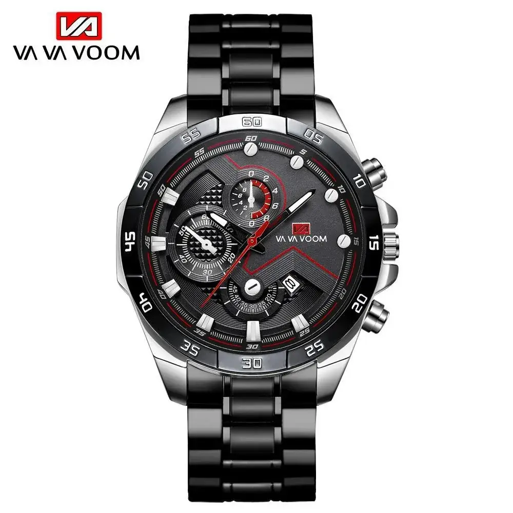 Wavvoom Men's Black Gold Chronograph Watch with Calendar - Image 2