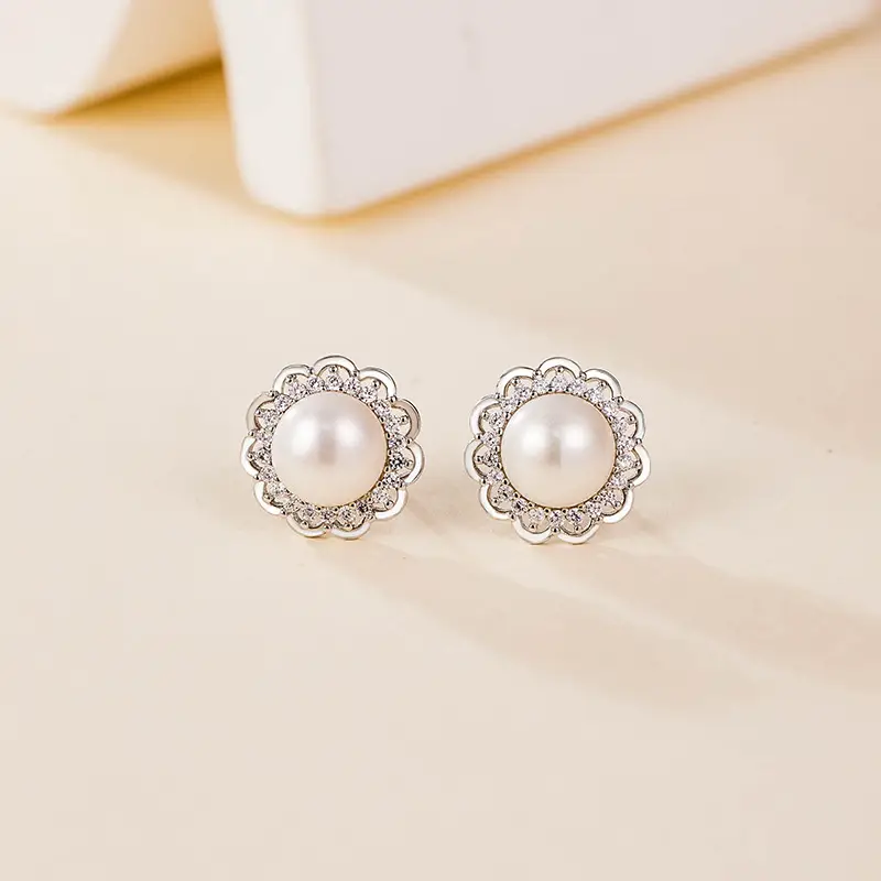 Cross-Border Pearl Sunflower Earrings for Women - Image 4