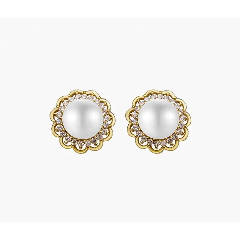 Cross-Border Pearl Sunflower Earrings for Women - Image 5