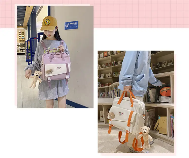 2022 New Korean Style Blue Canvas Messenger Bag for Girls — feature 1