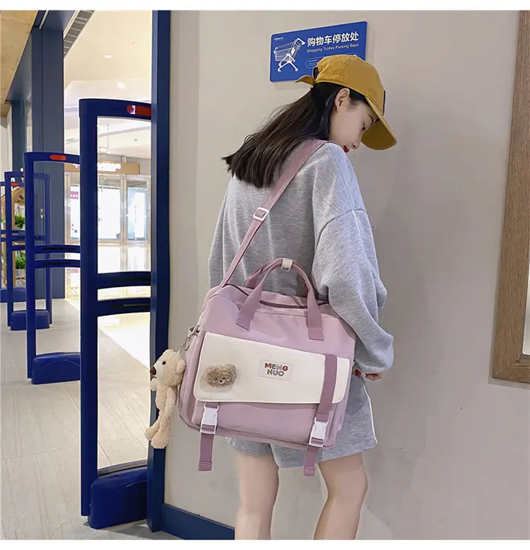 2022 New Korean Style Blue Canvas Messenger Bag for Girls — feature 11