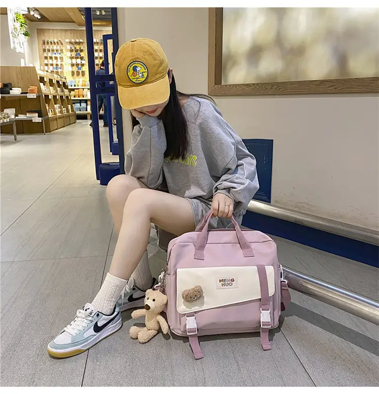 2022 New Korean Style Blue Canvas Messenger Bag for Girls — feature 12