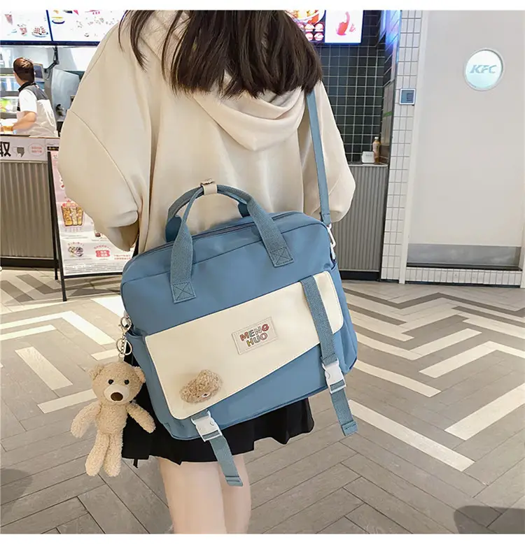 2022 New Korean Style Blue Canvas Messenger Bag for Girls — feature 15