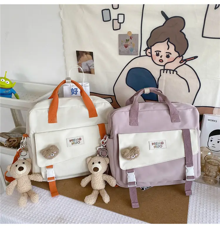 2022 New Korean Style Blue Canvas Messenger Bag for Girls — feature 18