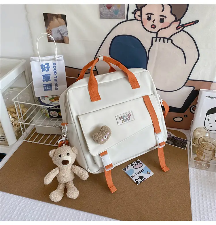 2022 New Korean Style Blue Canvas Messenger Bag for Girls — feature 19
