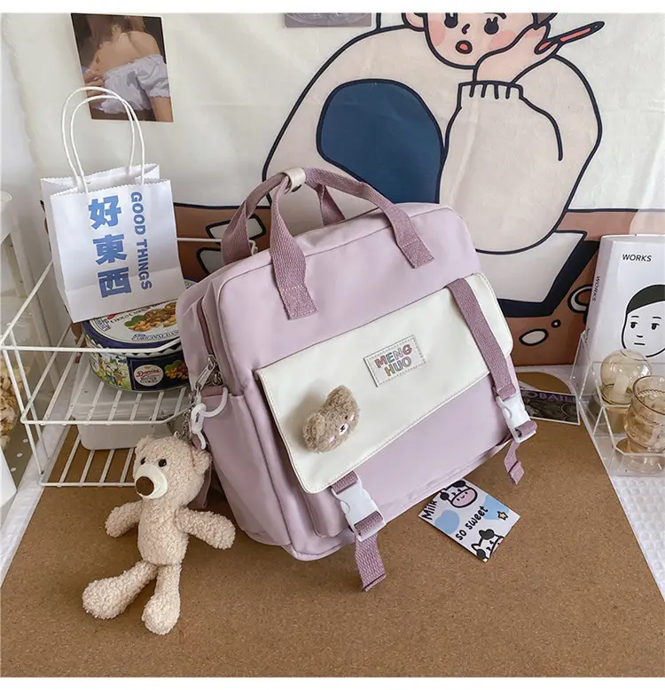 2022 New Korean Style Blue Canvas Messenger Bag for Girls — feature 23