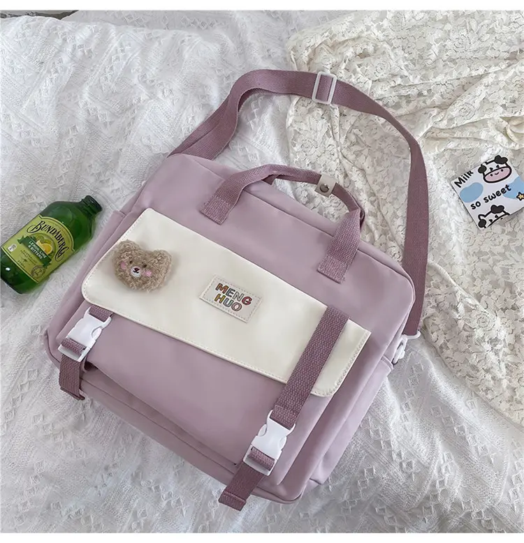 2022 New Korean Style Blue Canvas Messenger Bag for Girls — feature 24