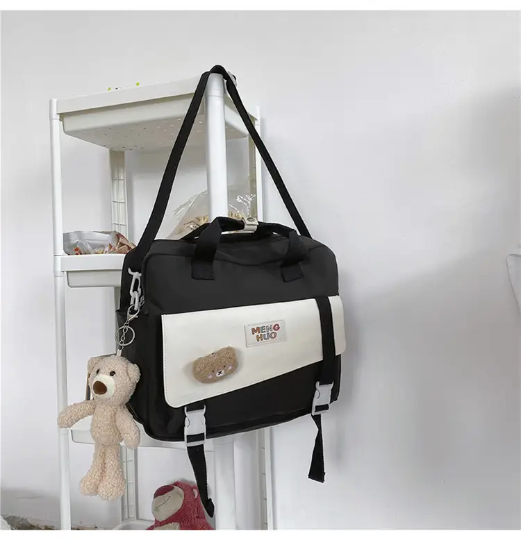 2022 New Korean Style Blue Canvas Messenger Bag for Girls — feature 25