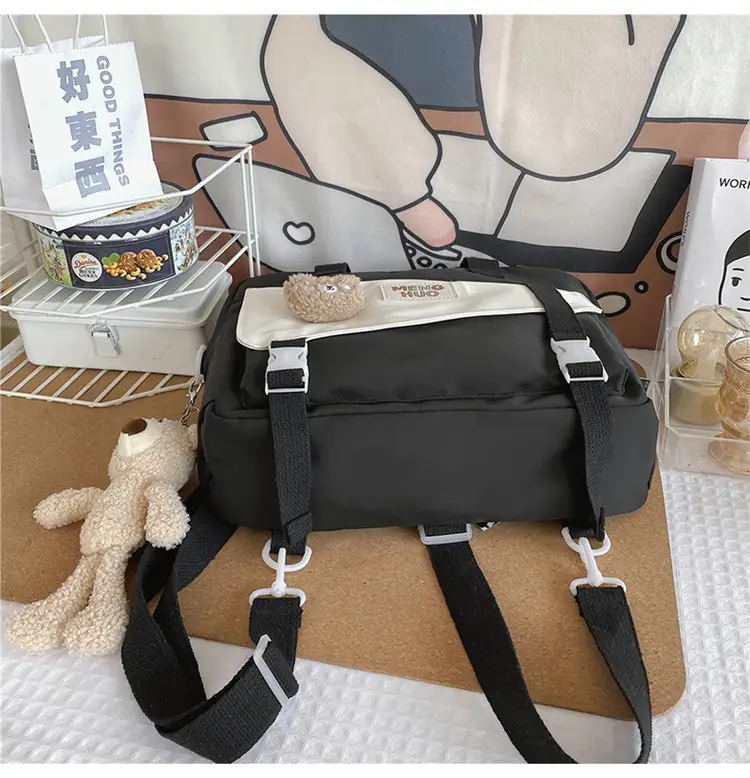 2022 New Korean Style Blue Canvas Messenger Bag for Girls — feature 29