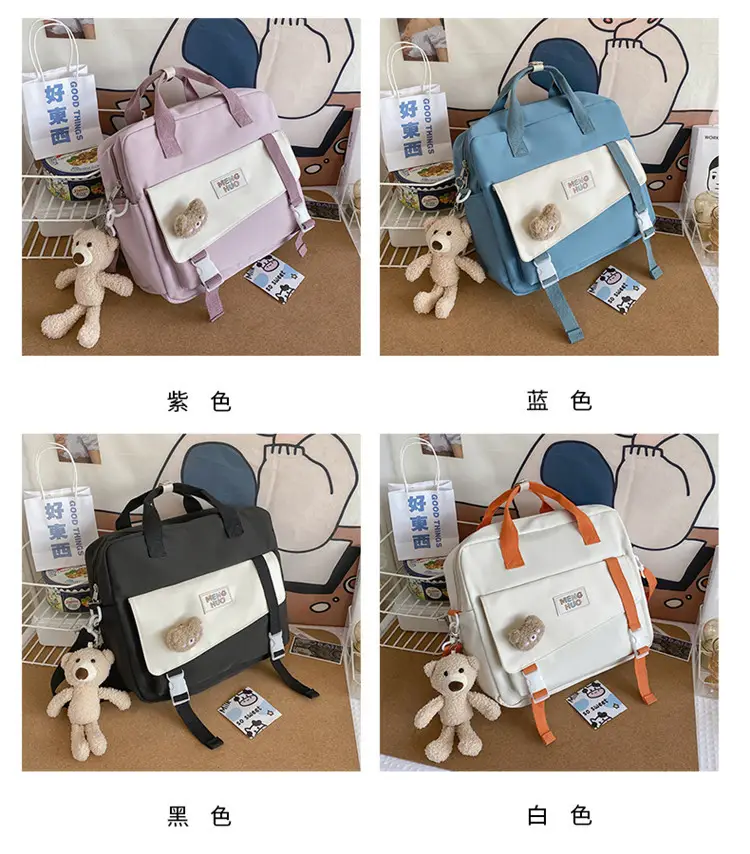 2022 New Korean Style Blue Canvas Messenger Bag for Girls — feature 3