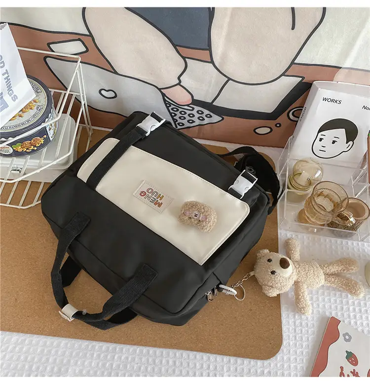 2022 New Korean Style Blue Canvas Messenger Bag for Girls — feature 30