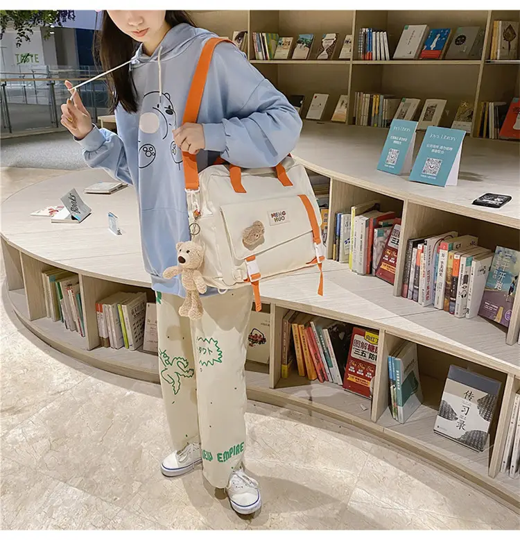 2022 New Korean Style Blue Canvas Messenger Bag for Girls — feature 8