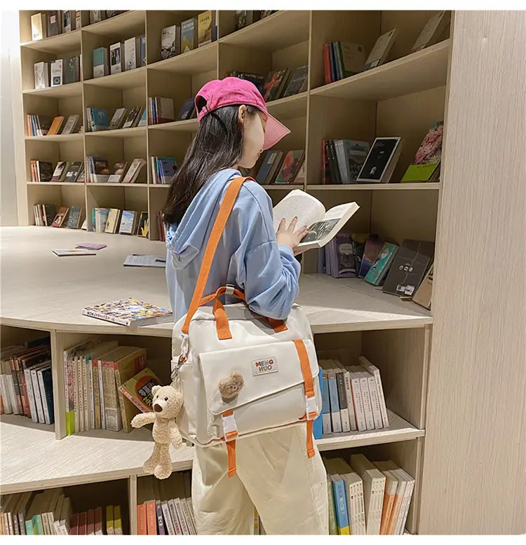 2022 New Korean Style Blue Canvas Messenger Bag for Girls — feature 9