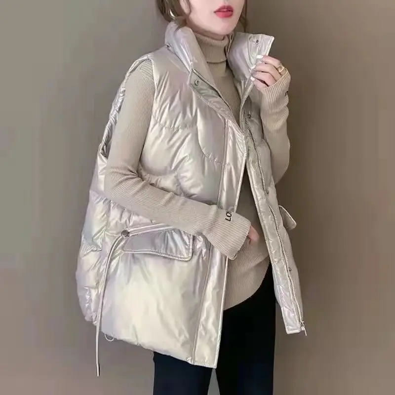Women's 2025 Wash-Free Glossy Down Vest Winter Outer Vest - Image 4