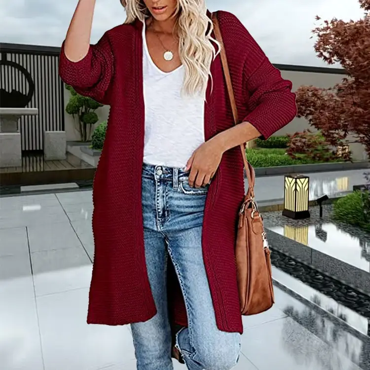 2025 Knitted Cardigan Women's Mid-Length Pure Color — feature 11
