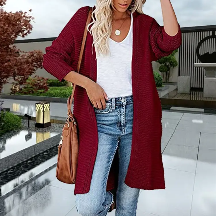 2025 Knitted Cardigan Women's Mid-Length Pure Color — feature 12