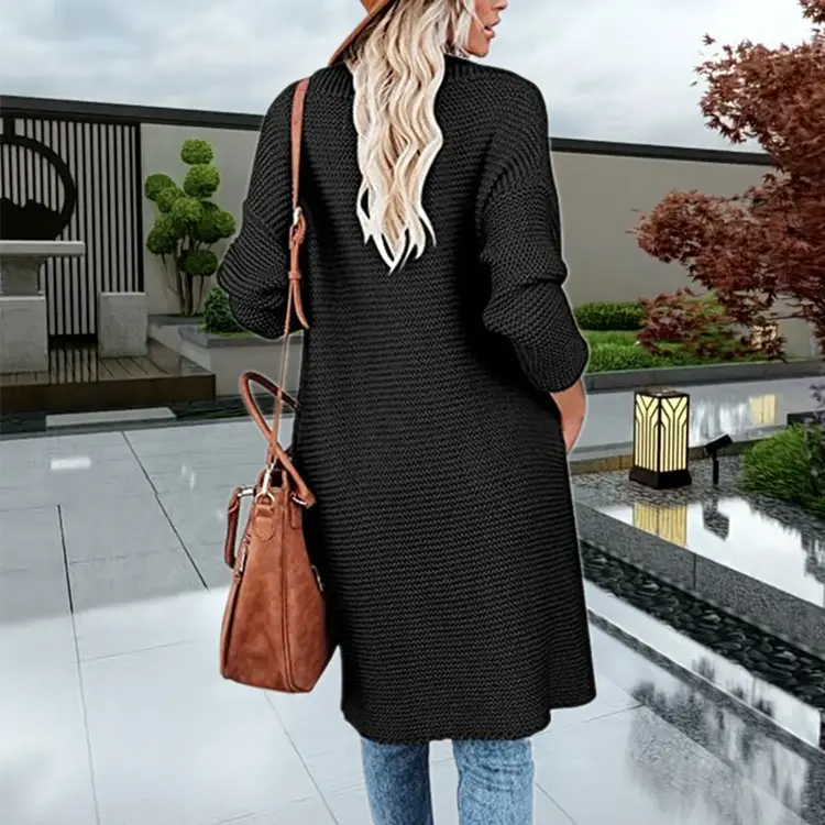 2025 Knitted Cardigan Women's Mid-Length Pure Color — feature 16