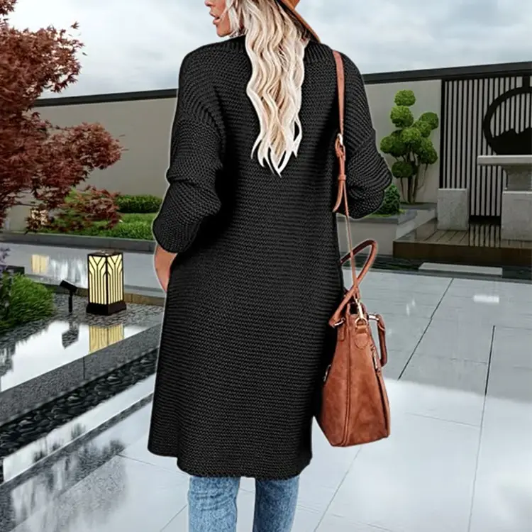 2025 Knitted Cardigan Women's Mid-Length Pure Color — feature 17