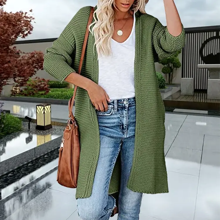 2025 Knitted Cardigan Women's Mid-Length Pure Color — feature 20