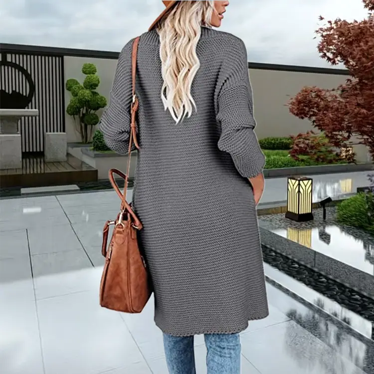 2025 Knitted Cardigan Women's Mid-Length Pure Color — feature 22
