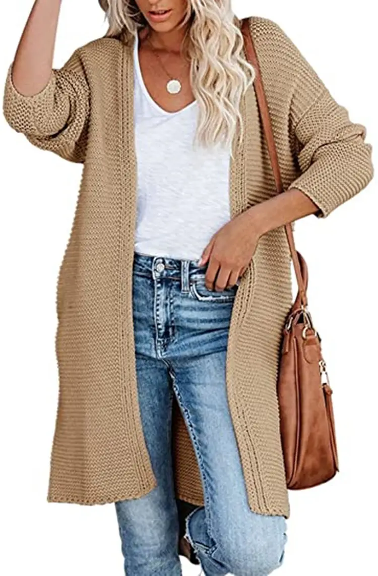 2025 Knitted Cardigan Women's Mid-Length Pure Color — feature 26