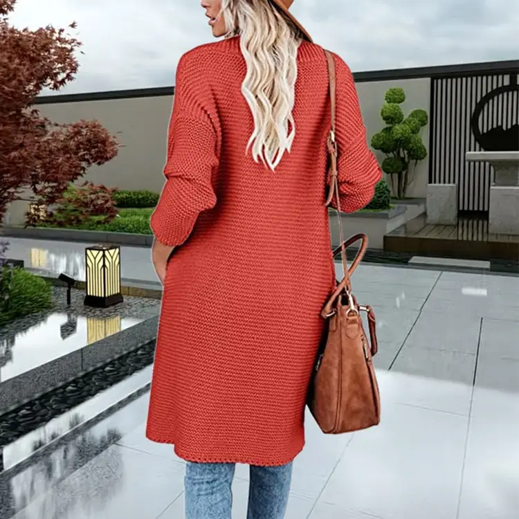 2025 Knitted Cardigan Women's Mid-Length Pure Color — feature 30
