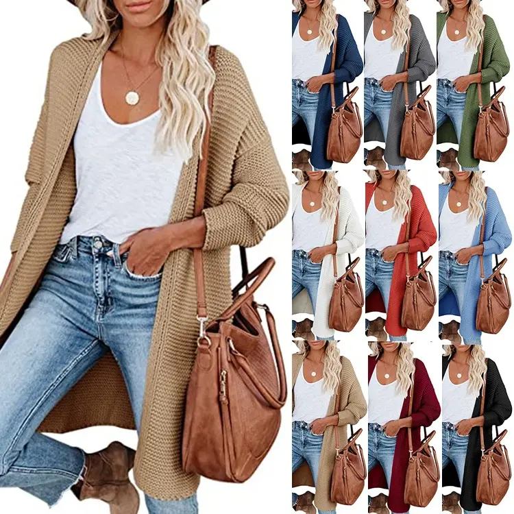 2025 Knitted Cardigan Women's Mid-Length Pure Color — feature 4