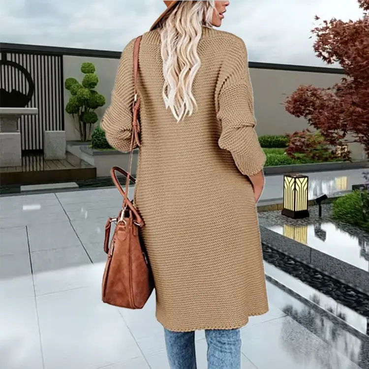 2025 Knitted Cardigan Women's Mid-Length Pure Color — feature 5