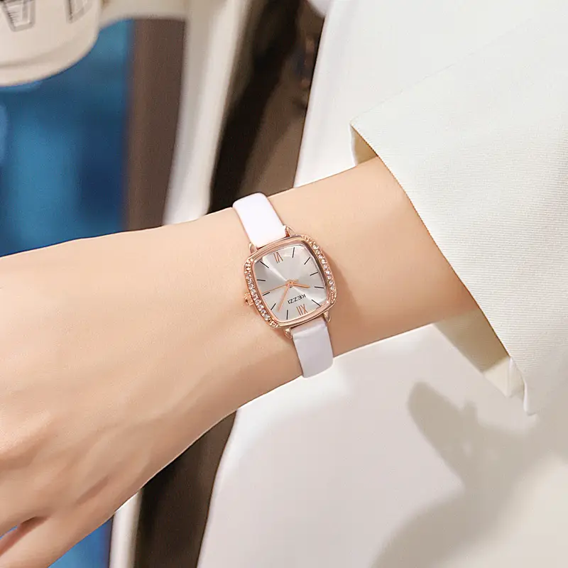 Women's Square Watch with Black Strap and Rose Gold Accents - Image 5