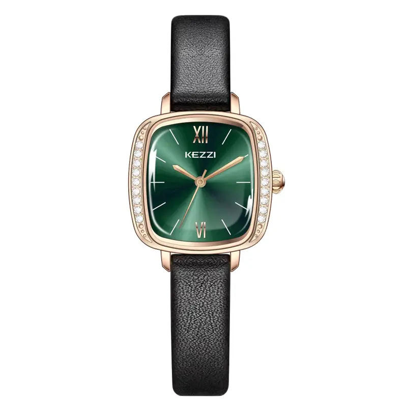 Women's Square Watch with Black Strap and Rose Gold Accents - Image 6