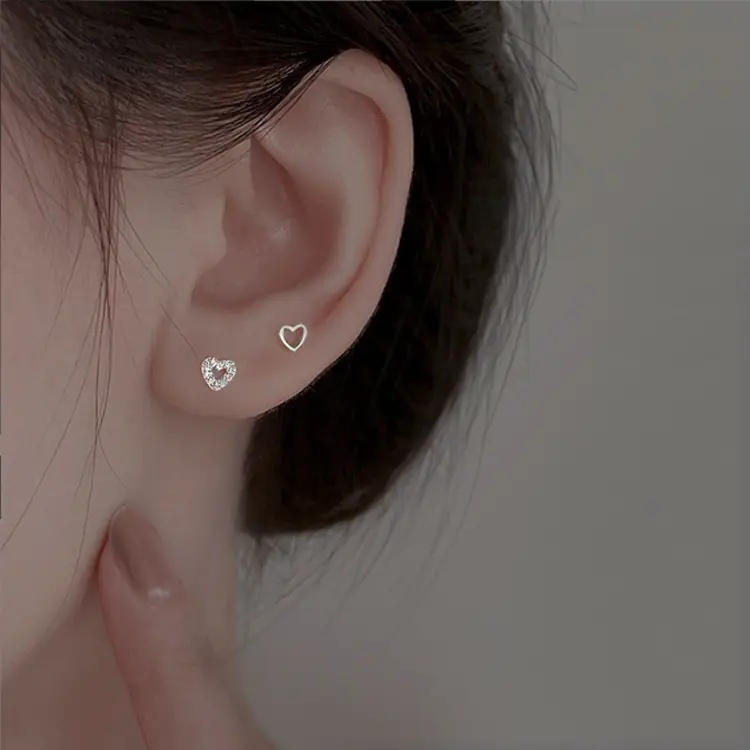 Sterling Silver Heart Earrings for Women - Image 5