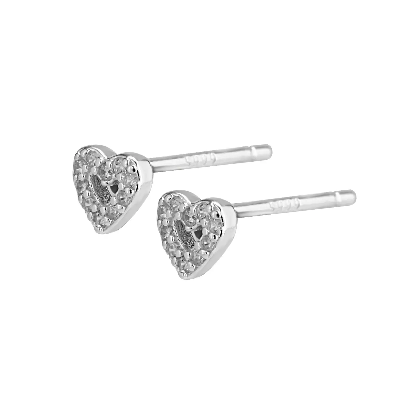 Sterling Silver Heart Earrings for Women - Image 2